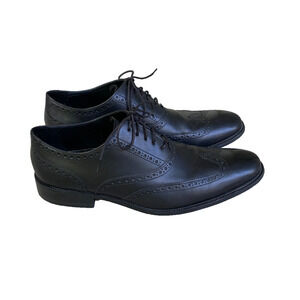 Cole Haan Mens Williams Black Leather Wingtip Oxford Dress Shoes Size 12M Brouge